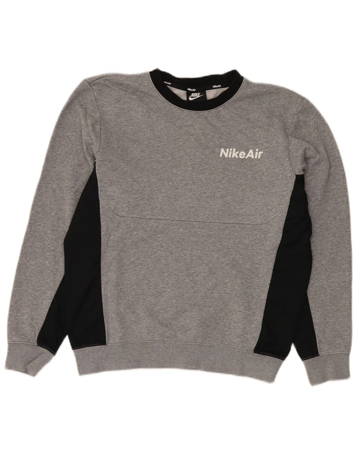 Felpa Nike da uomo maglione piccolo grigio color block in poliestere