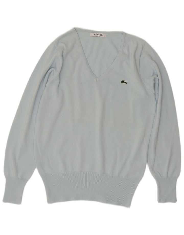 Maglione da donna con scollo a V Lacoste taglia 42 grande cotone blu