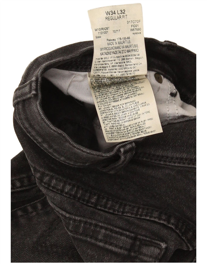 Jeans dritti da uomo Wrangler vestibilità regolare W34 L32 cotone grigio
