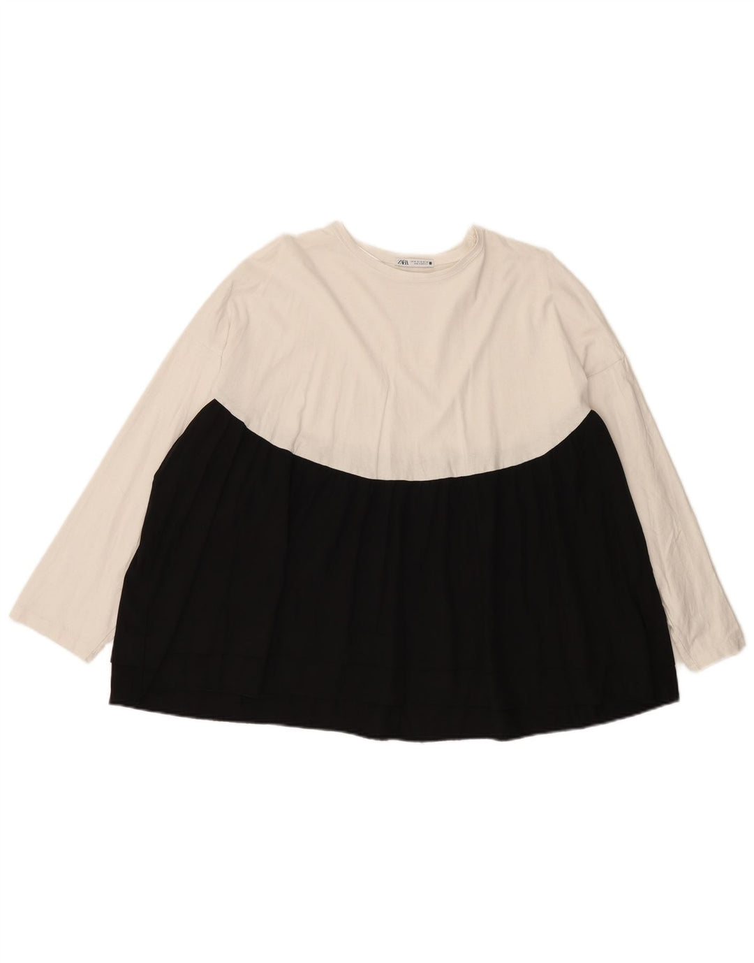 Top Zara da donna oversize a maniche lunghe UK 14 color block bianco medio