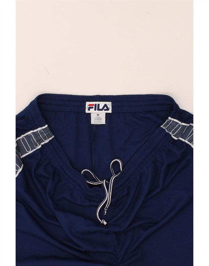 FILA Mens Graphic Sport Shorts Medium  Navy Blue Polyester Vintage Fila and Second-Hand Fila from Messina Hembry 