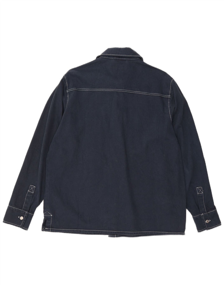Camicia di jeans vestibilità ampia Zara da uomo piccola in cotone blu navy
