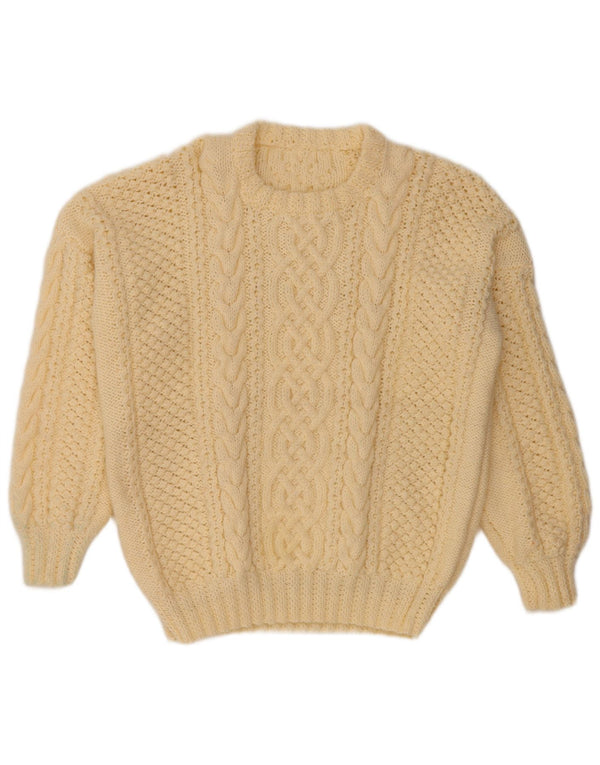 Maglione maglione girocollo da donna VINTAGE UK 14 grande bianco sporco