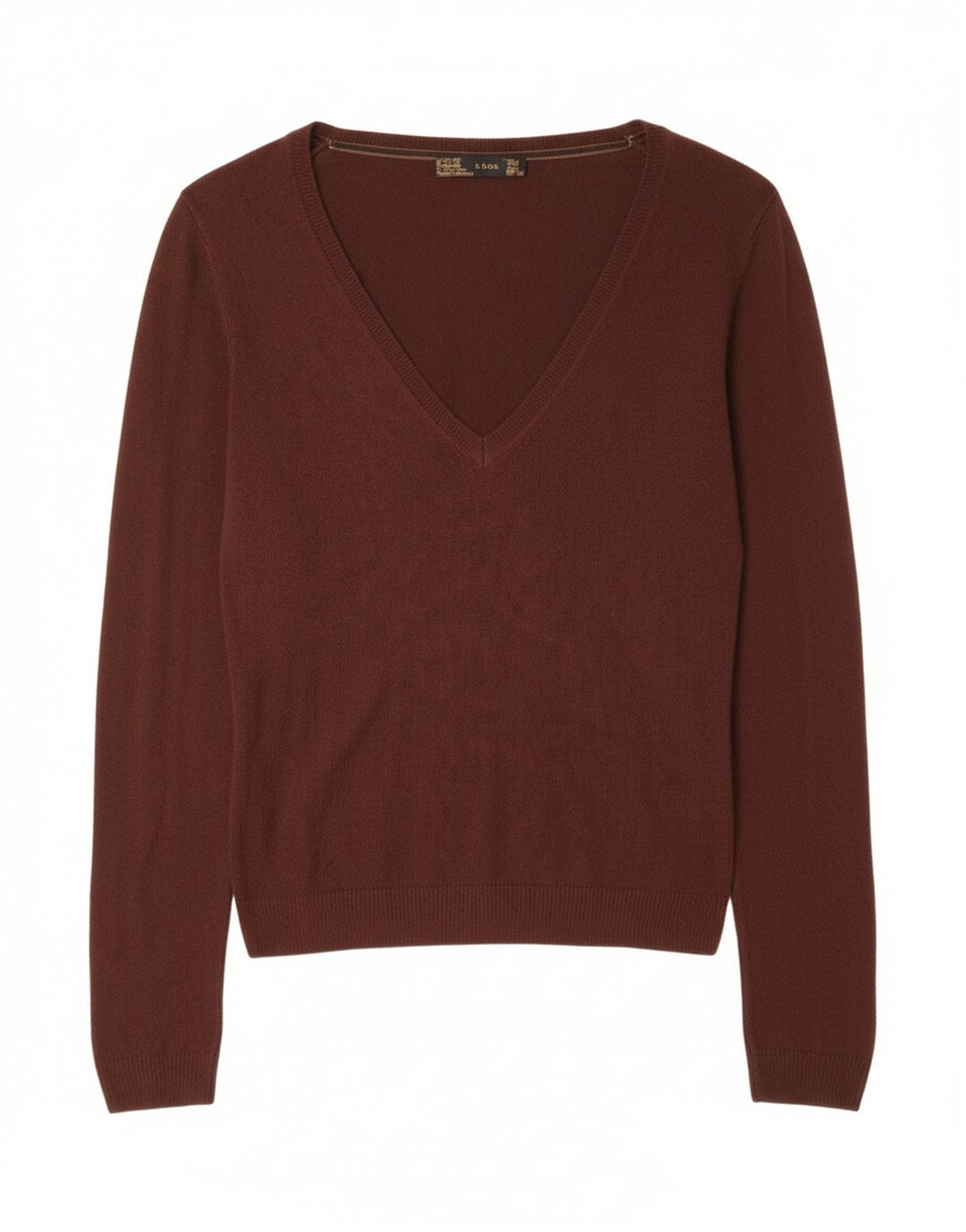 ZARA Womens V-Neck Jumper Sweater UK 14 Large Brown Rayon Vintage Zara and Second-Hand Zara from Messina Hembry 