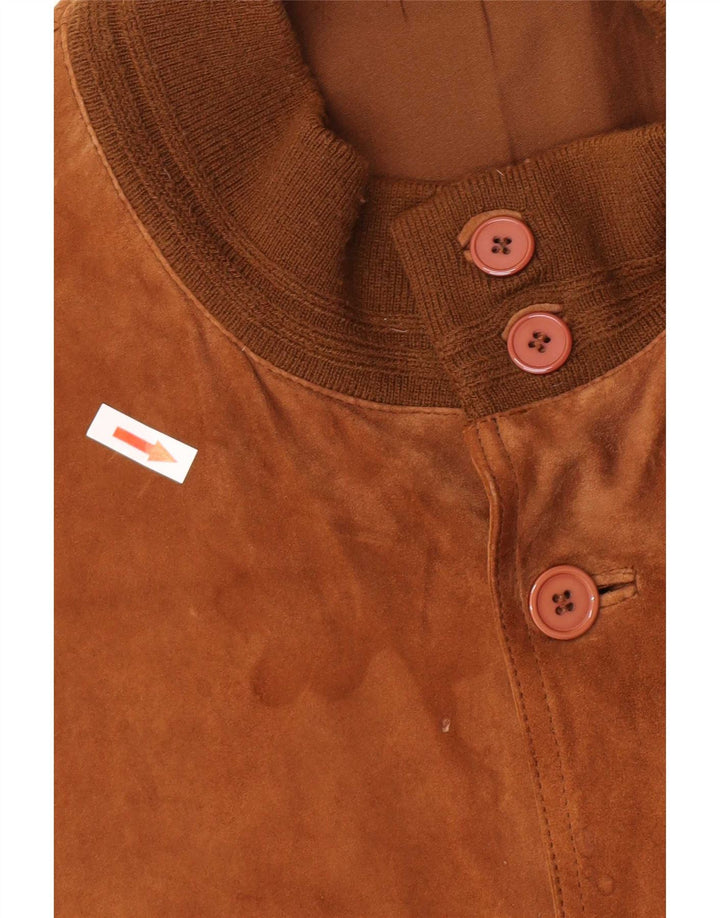 Giubbotto bomber vintage in pelle scamosciata da uomo IT 62 5XL in pelle beige