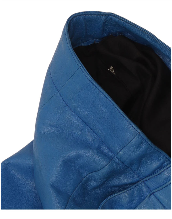 Pantaloni vintage da donna in pelle con ancoraggi IT 44 medi W26 L30 blu