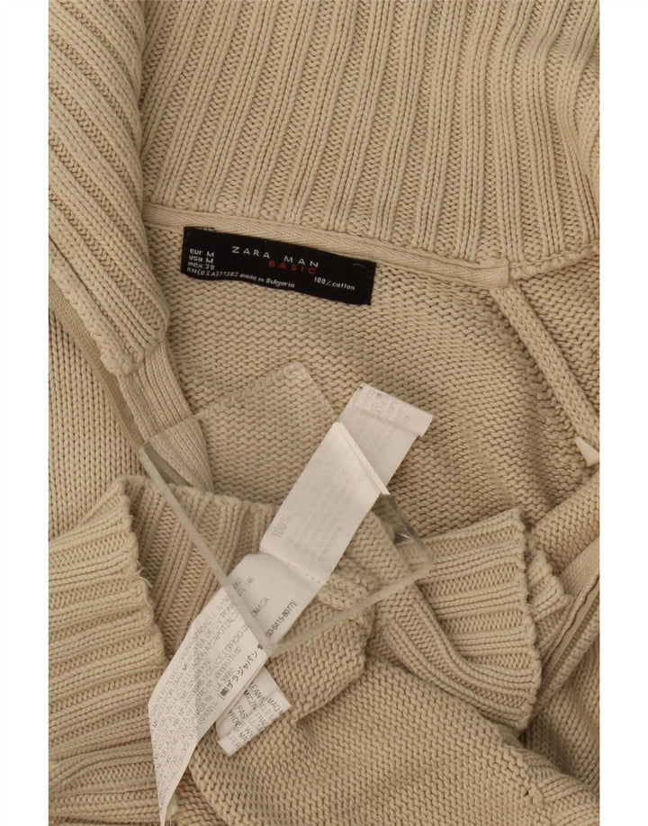 Maglione Cardigan da Uomo ZARA in Cotone Beige Medio