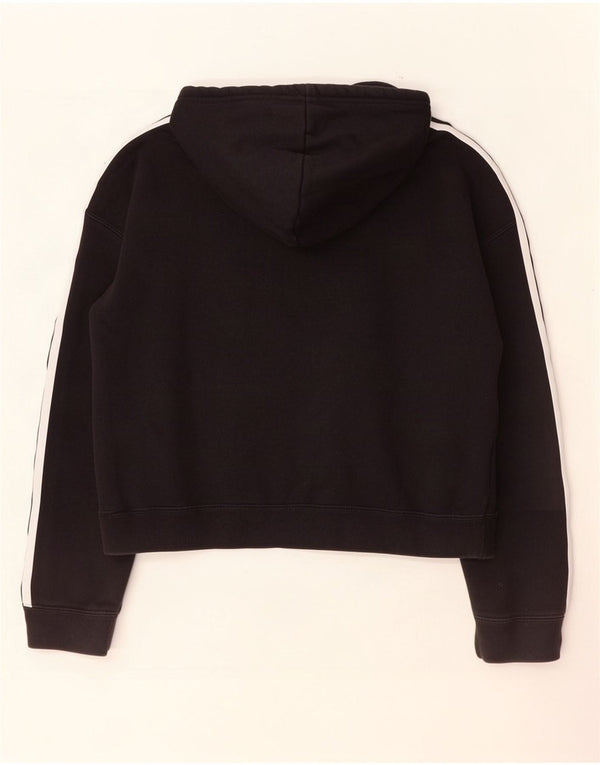 Maglione con cappuccio oversize corto da donna Adidas UK 8 piccolo cotone nero