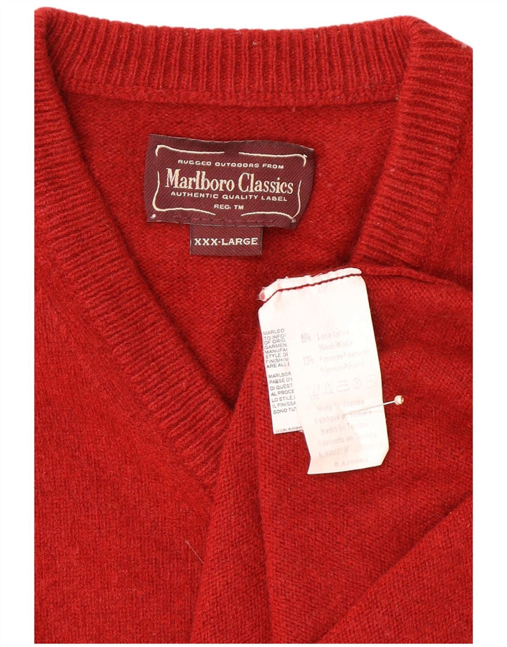 MARLBORO CLASSICS Maglione da donna con scollo a V 3XL Lana rossa
