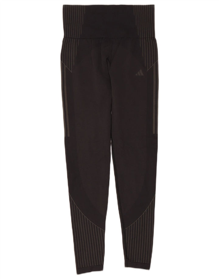 Leggings Adidas Aeroready da donna UK 8 Small Grigio gessato in poliammide