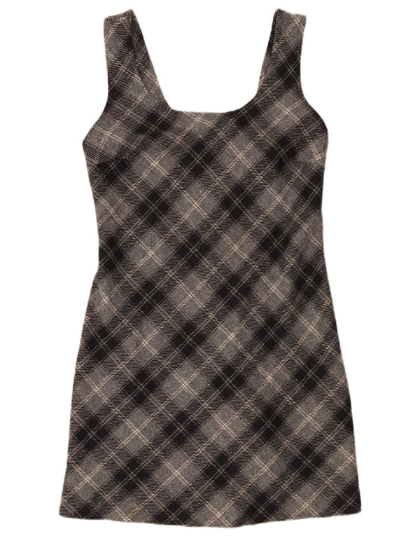 STEFANEL Womens Sleeveless Sheath Dress UK 12 Medium Grey Plaid Acrylic