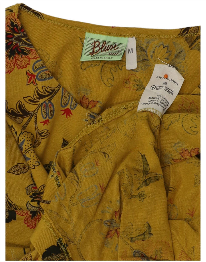 Camicetta da donna VINTAGE Top UK 12 Cotone floreale giallo medio