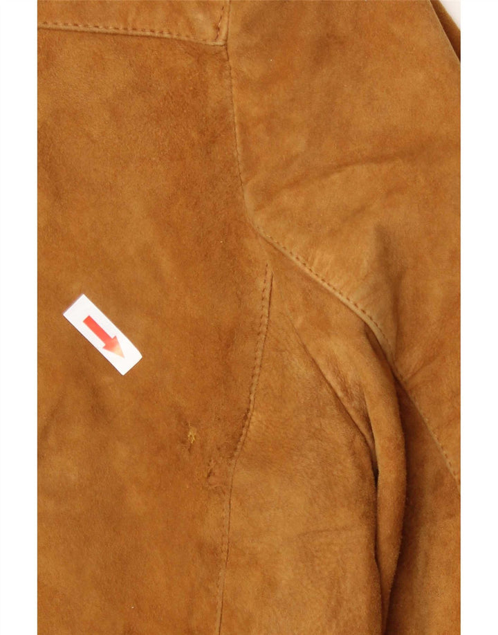 Giubbotto bomber vintage in pelle scamosciata da uomo IT 50 in pelle beige medio