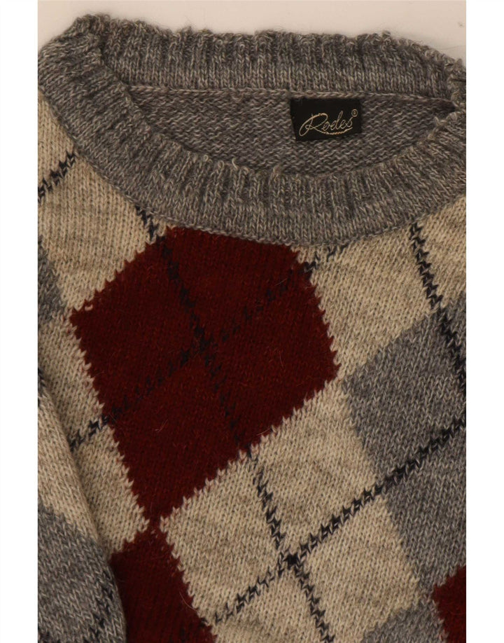 Maglione girocollo da uomo Rodes IT 48 Grigio medio a rombi/diamante