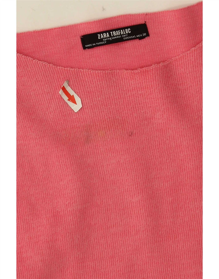 Top Zara da donna oversize a maniche lunghe UK 16 grande cotone rosa