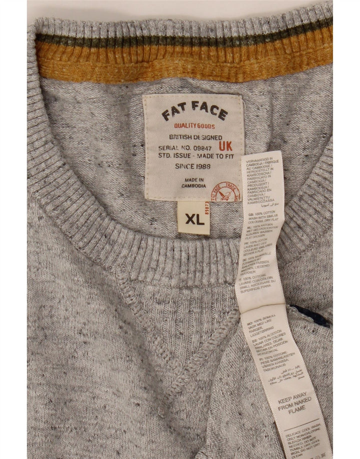 Maglione maglione girocollo da uomo Fat Face XL in cotone chiazzato grigio