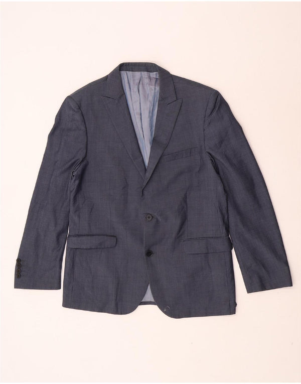 Giacca blazer da uomo a 2 bottoni Dkny UK 42 XL lana blu navy
