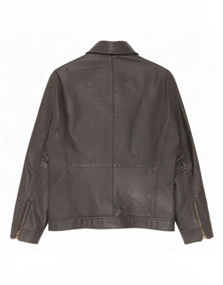 Giacca da motociclista in pelle da uomo Only & Sons UK 40 grande nera