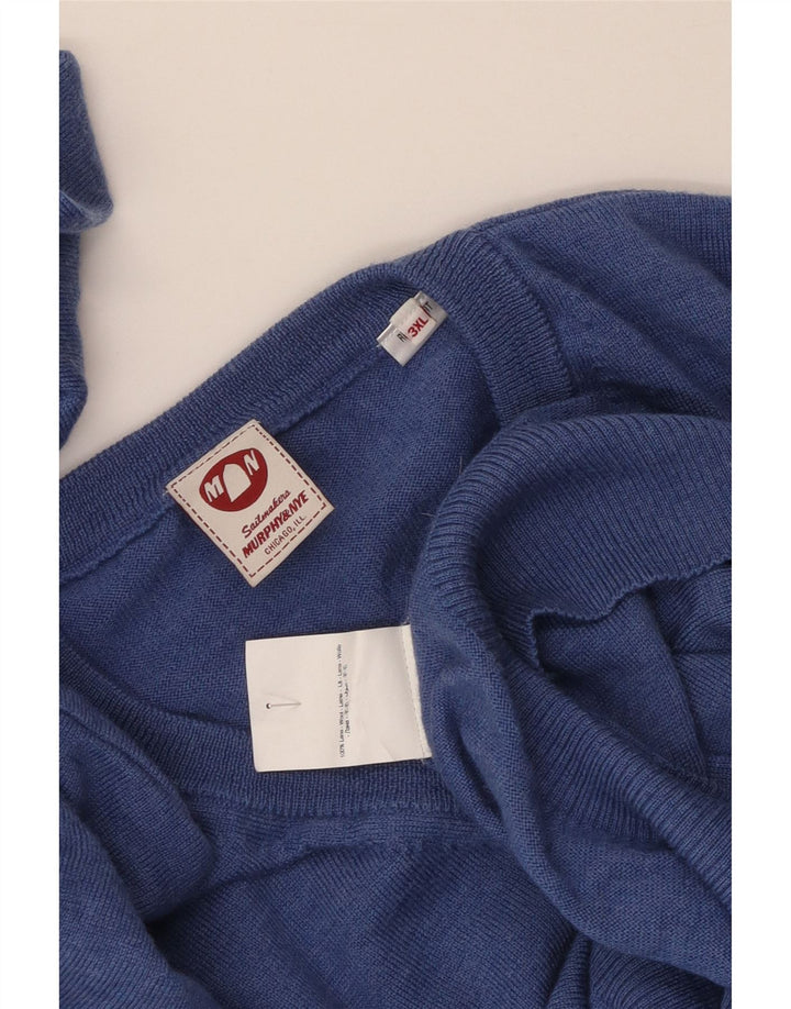 Maglione da uomo con scollo a V vestibilità regolare Murphy & Nye 3XL lana blu
