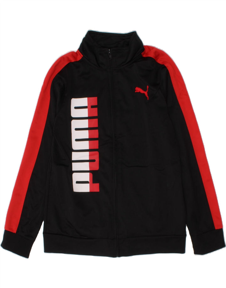 PUMA Boys Graphic Tracksuit Top Jacket 11-12 Years Black Colourblock Vintage Puma and Second-Hand Puma from Messina Hembry 