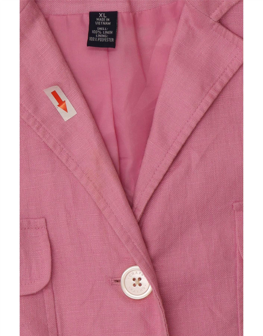 Giacca blazer da donna a 4 bottoni con maniche a 3/4 Chaps UK 18 XL Lino rosa