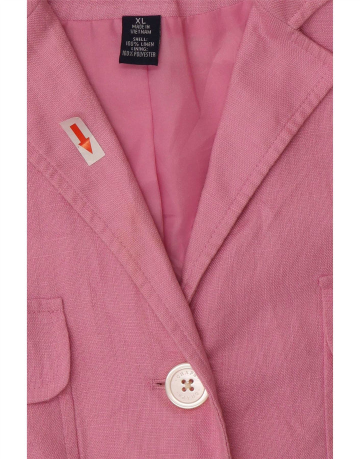 Giacca blazer da donna a 4 bottoni con maniche a 3/4 Chaps UK 18 XL Lino rosa