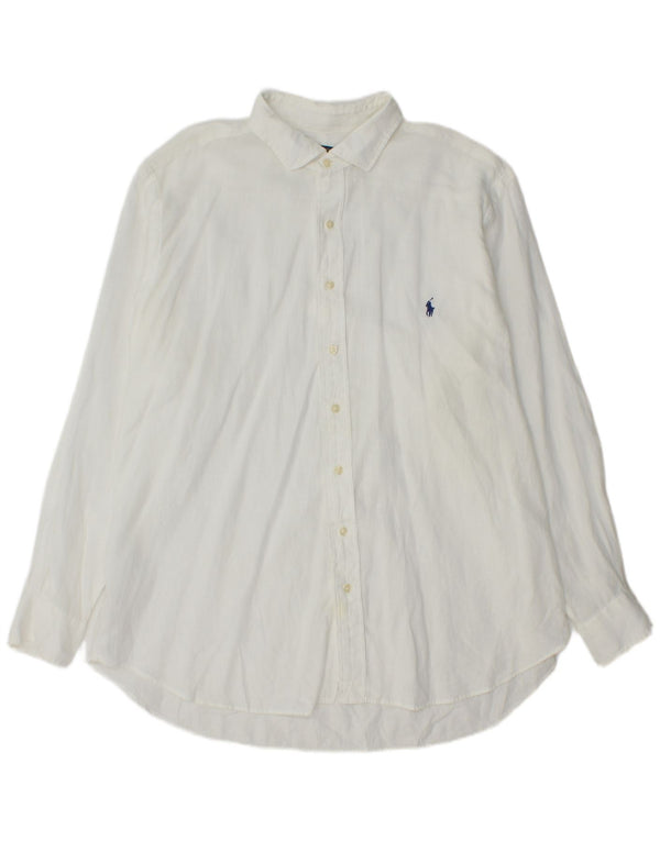 Polo Ralph Lauren Camicia grande da uomo XL Lino bianco