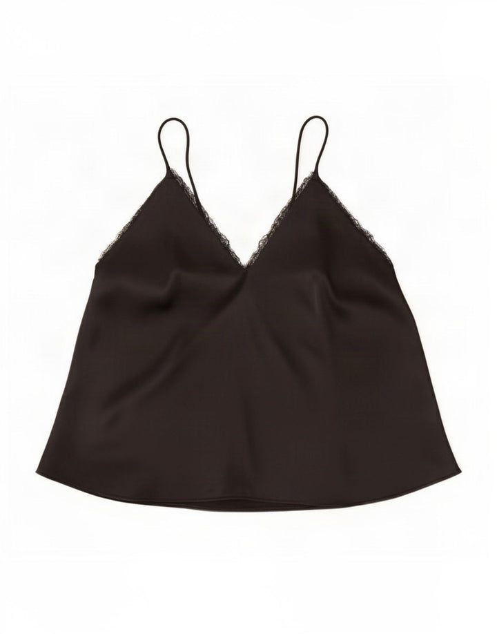 Canotta corta da donna Zara UK 14 grande poliestere nero