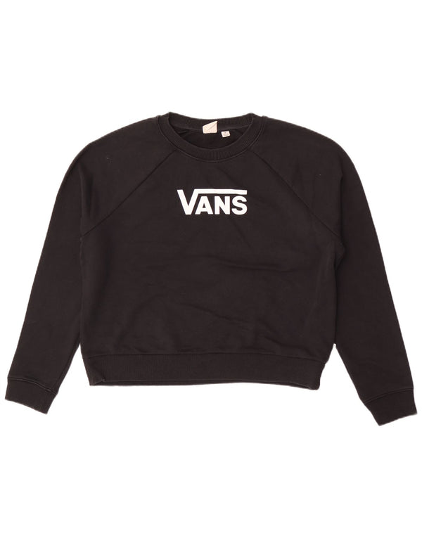 Felpa con grafica da donna Vans, maglione UK 14, cotone nero medio