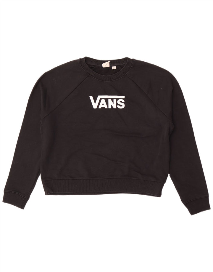 Felpa con grafica da donna Vans, maglione UK 14, cotone nero medio