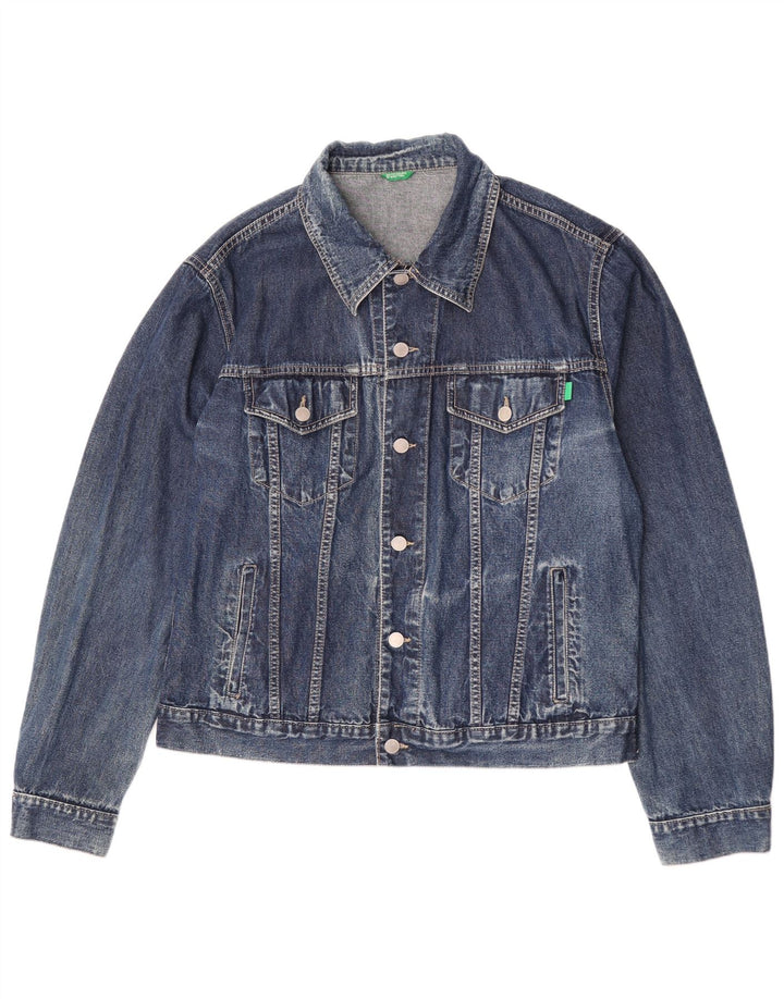 Giacca in denim da uomo Benetton UK 42 XL cotone blu