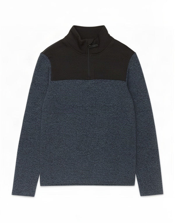 Felpa da uomo con collo con zip Mountain Warehouse Maglione XS Blu navy a blocchi di colore