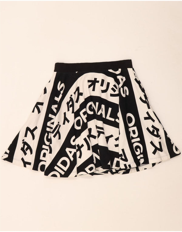 Adidas Womens Graphic Skirt UK 10 Small Black Cotton