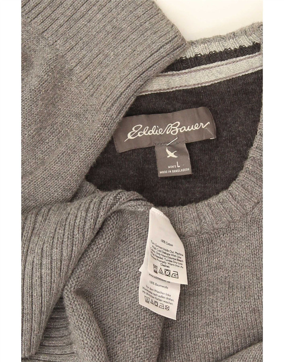 Maglione maglione girocollo da uomo Eddie Bauer grande cotone grigio