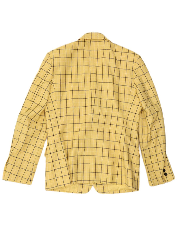 Giacca blazer a 3 bottoni da donna Oliver By Valentino IT 46 grande quadri gialli