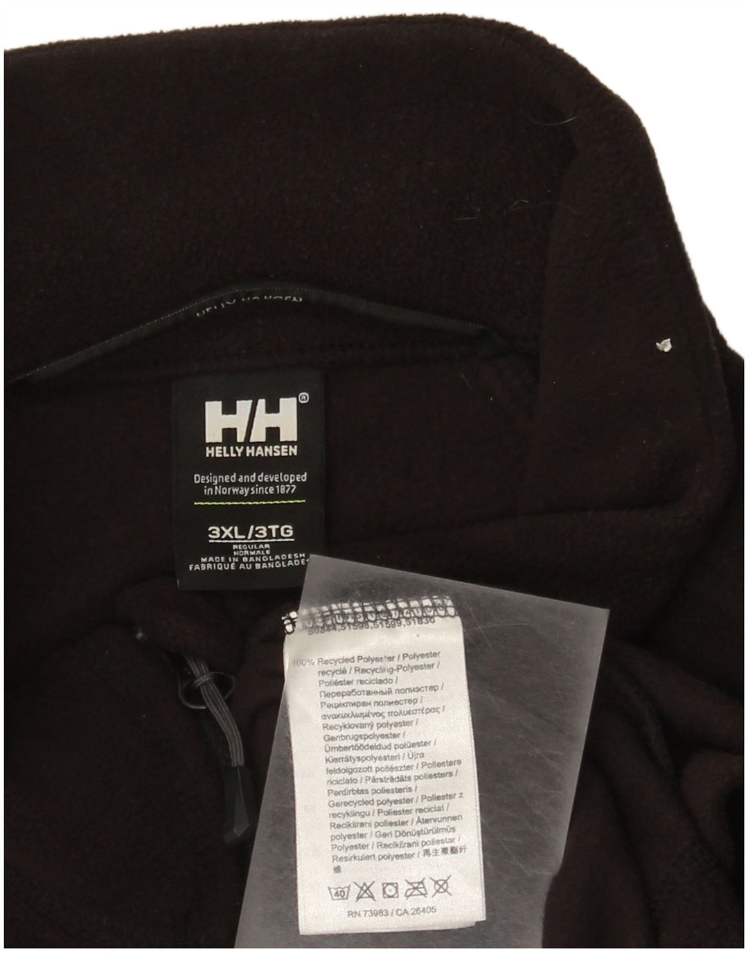 Maglione in pile da uomo con zip e collo Helly Hansen 3XL poliestere nero
