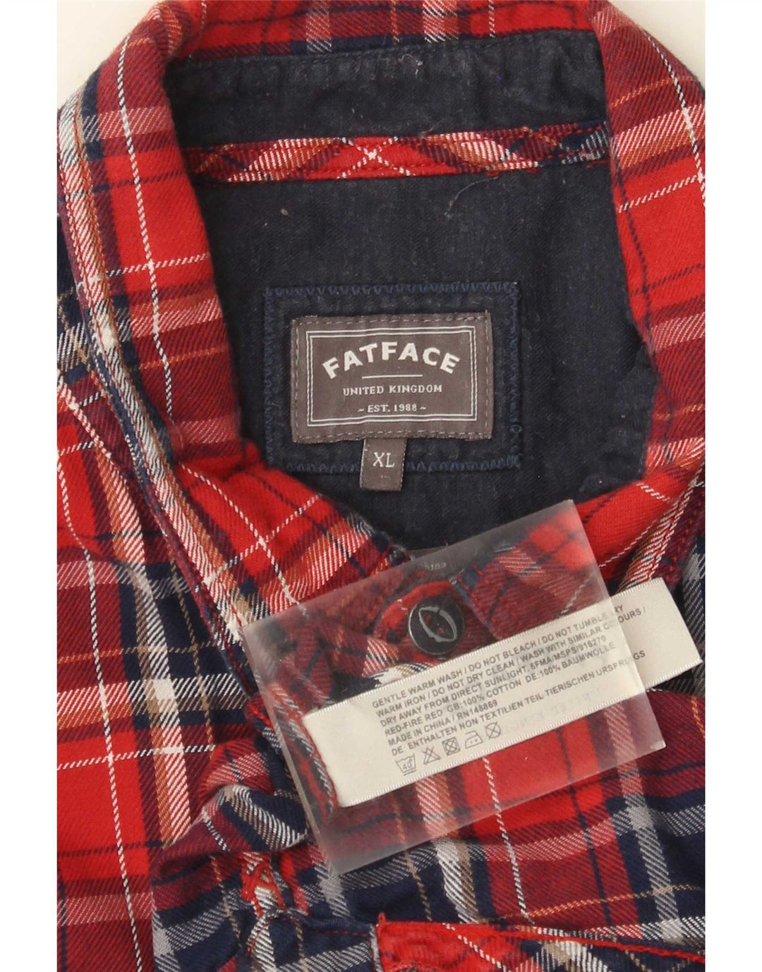Camicia in flanella da uomo Fat Face XL in cotone a quadri rossi