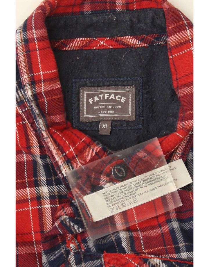 Camicia in flanella da uomo Fat Face XL in cotone a quadri rossi