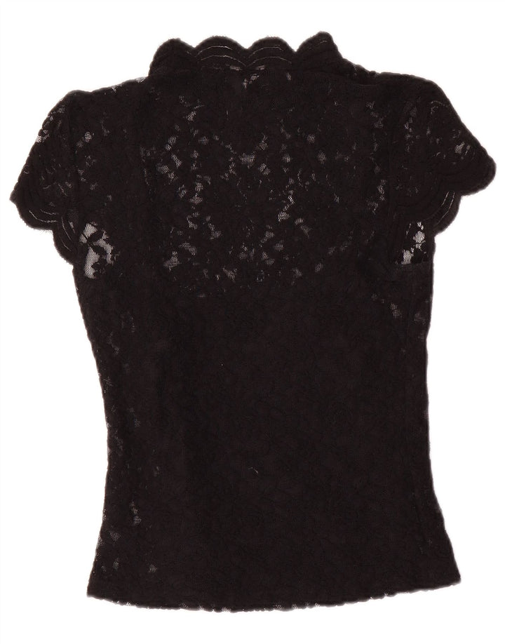 Top in camicetta di pizzo da donna Zara UK 8 piccolo poliestere floreale nero