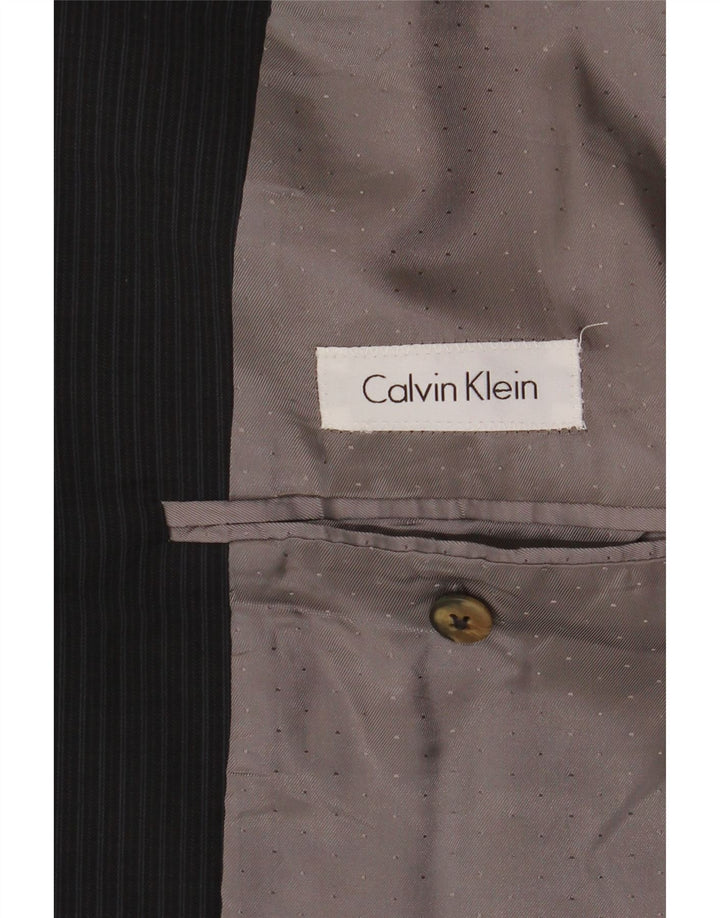 Giacca blazer lunga da uomo Calvin Klein UK 44 2XL Lana nuova gessata nera