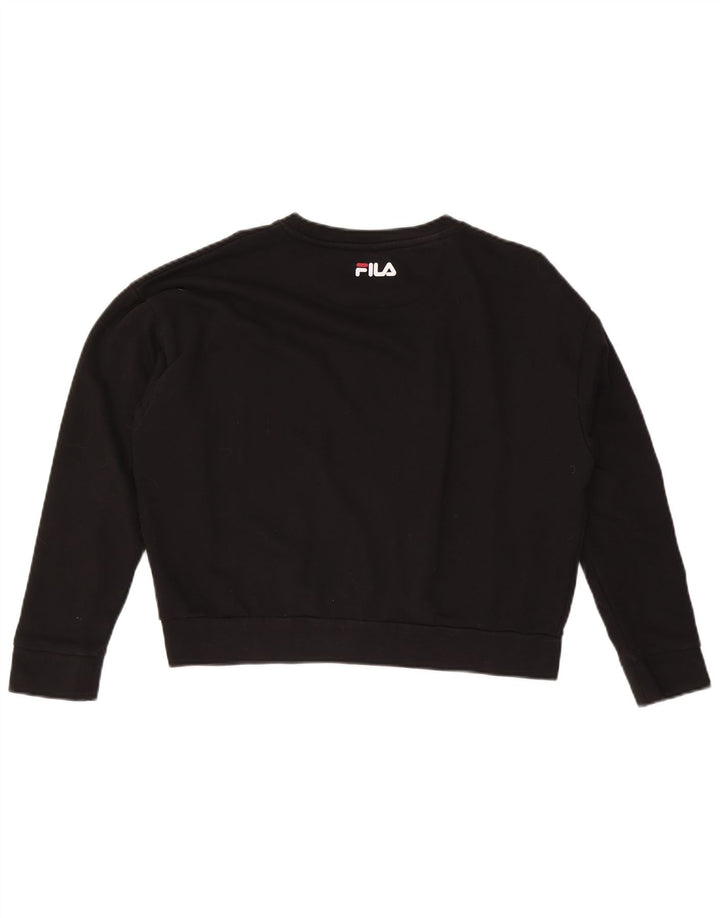 Maglione da donna con grafica corta oversize FILA UK 10 piccolo nero