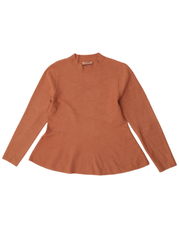 Twinset Top da donna a maniche lunghe UK 12 Marrone medio