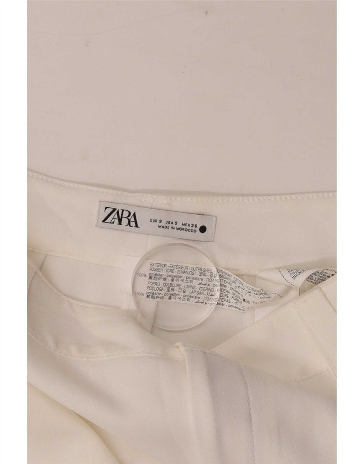 Pantaloni casual dritti da donna Zara piccoli W26 L32 poliestere bianco