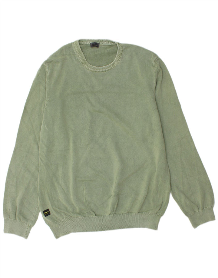 Maglione maglione girocollo da uomo Blauer XL in cotone verde