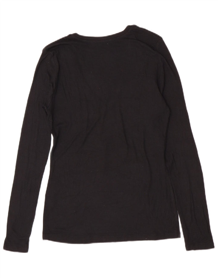 Top Zara da donna a maniche lunghe UK 14 grande nero modal