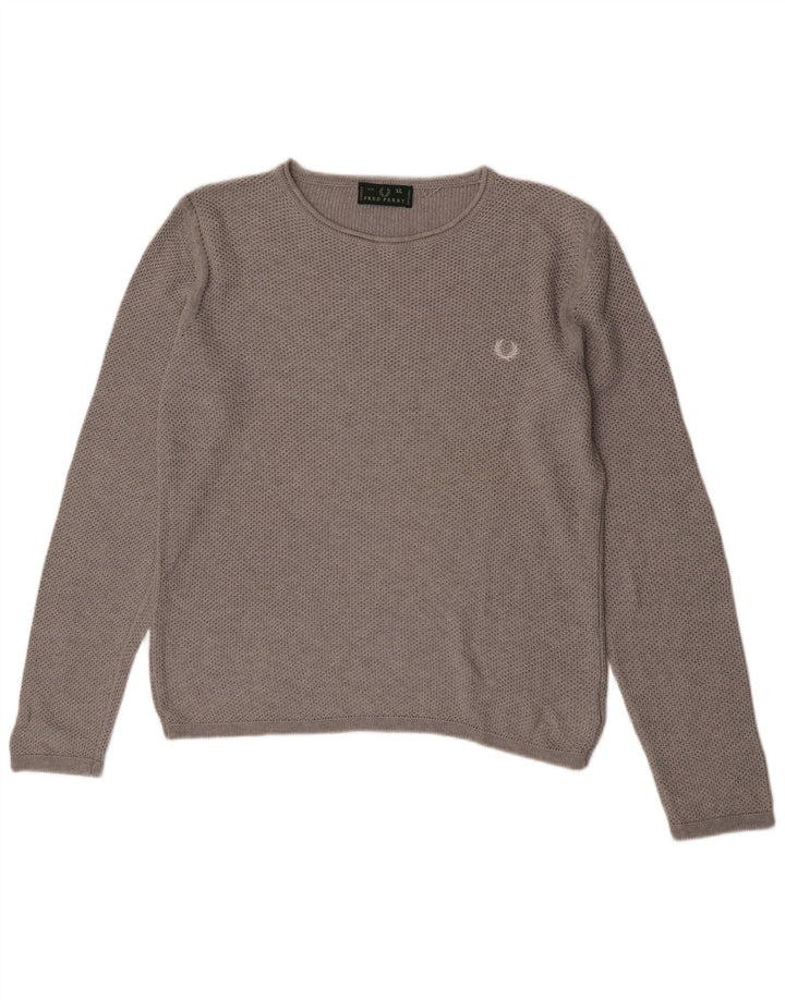 Maglione maglione con scollo a barca da uomo Fred Perry XL in cotone grigio