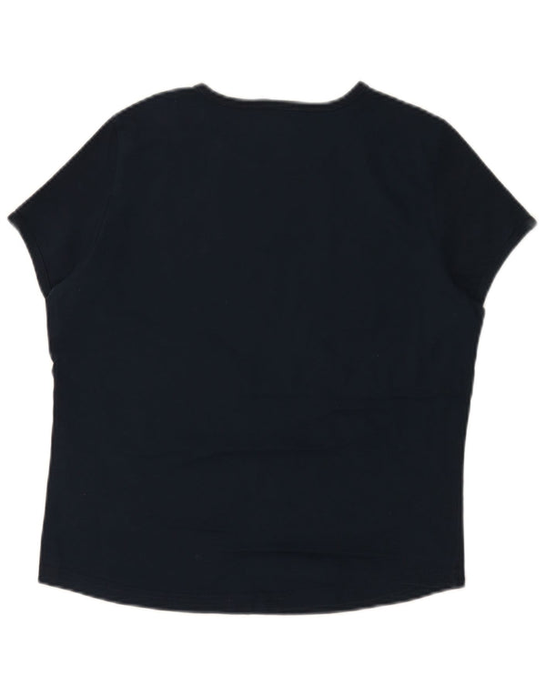 T-shirt grafica da donna Champion Top UK 14 Large in cotone blu navy