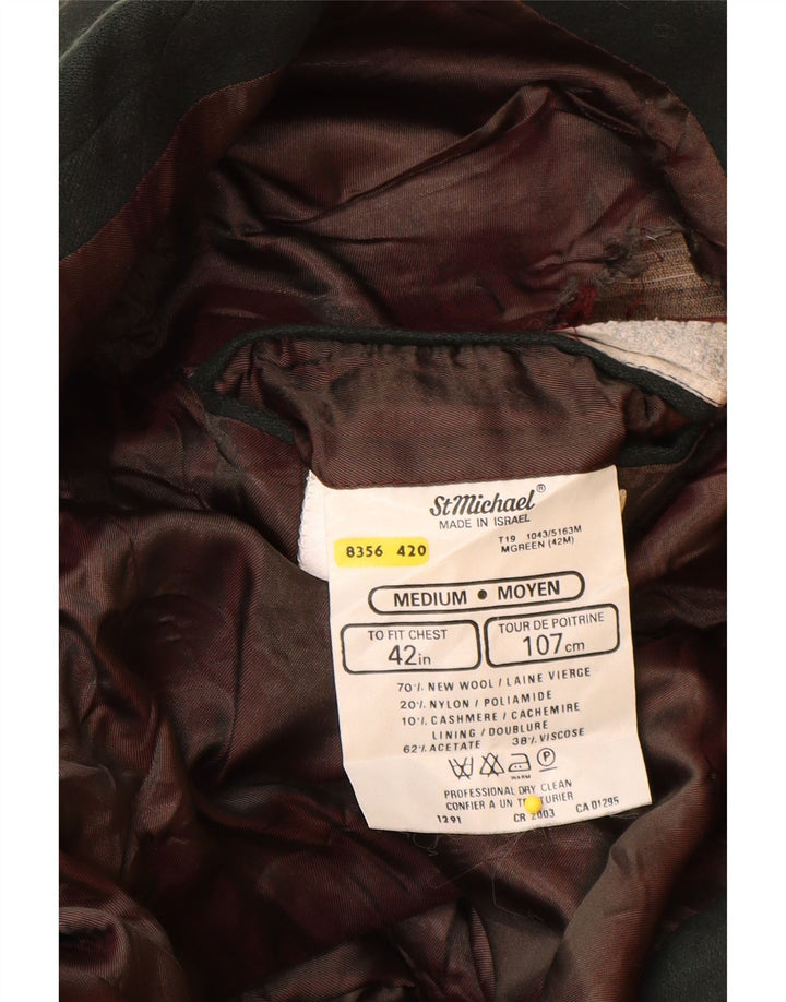 Giacca blazer doppiopetto da uomo St Michael UK 42 XL verde lana vergine