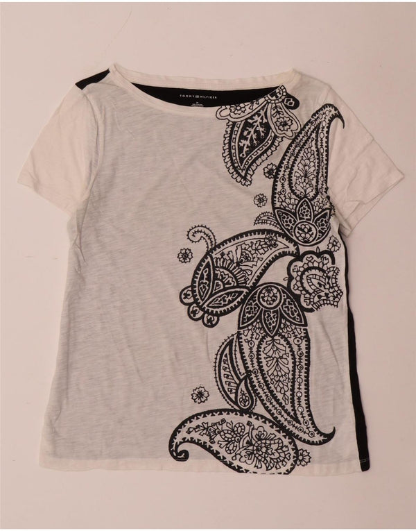 T-shirt da donna Tommy Hilfiger Top UK 12 cotone Paisley bianco medio