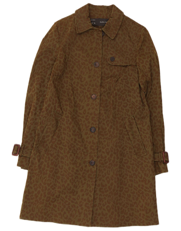 Trench da donna Zara UK 12 medio kaki stampa animalier